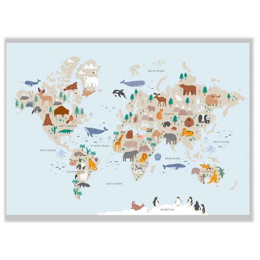 fun learning | World Map of Animals | No. 1