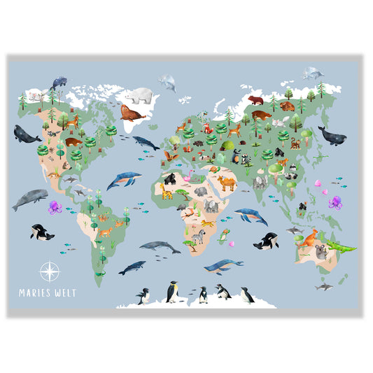 fun learning | World Map of Animals | No. 2
